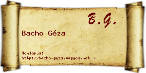 Bacho Géza névjegykártya